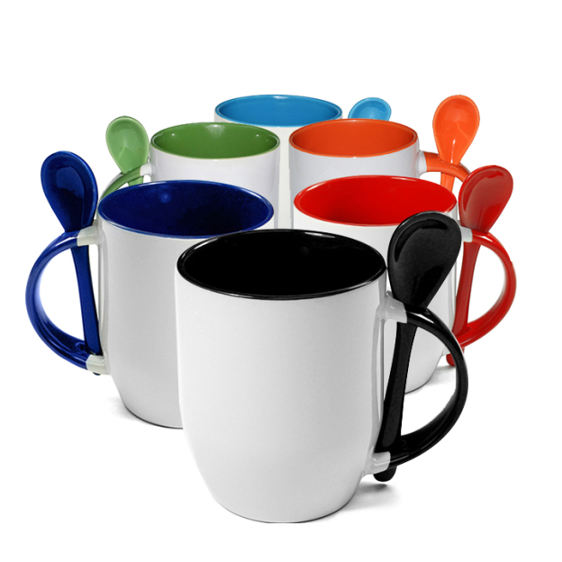 Mug Color Interno con Cuchara 10 OZ